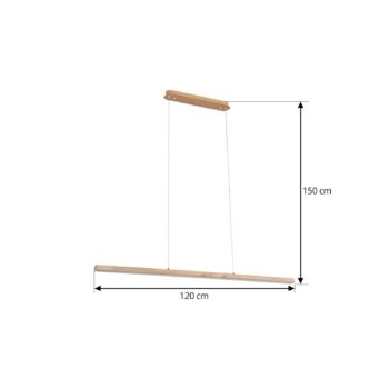 Lucande LED závesné svetlo Maruta, drevo, lúč, 120 cm, 3000K