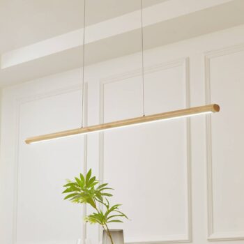 Lucande LED závesné svetlo Maruta, drevo, lúč, 120 cm, 3000K