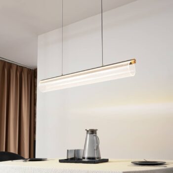 Lucande LED závesné svietidlo Alania, transparentné, kov, 86,5 cm