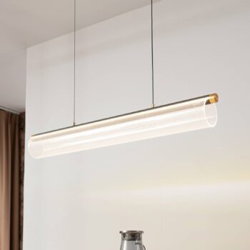 Lucande LED závesné svietidlo Alania, transparentné, kov, 86,5 cm