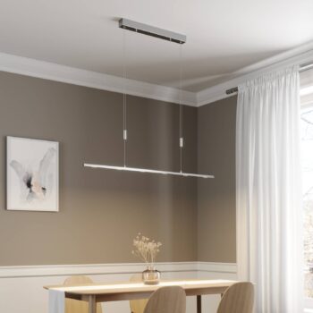 Lucande LED závesné svietidlo Arnik, 120 cm, niklová farba, stmievateľné