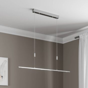 Lucande LED závesné svietidlo Arnik, 120 cm, niklová farba, stmievateľné