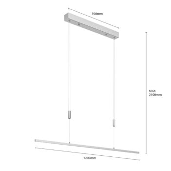 Lucande LED závesné svietidlo Arnik, 120 cm, niklová farba, stmievateľné