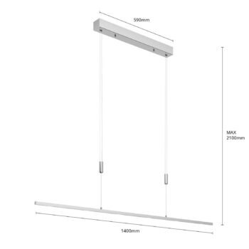 Lucande LED závesné svietidlo Arnik, 140 cm, niklová farba, stmievateľné