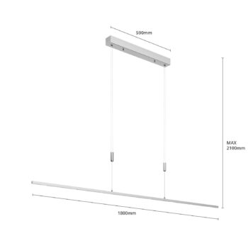 Lucande LED závesné svietidlo Arnik, 180 cm, niklová farba, stmievateľné