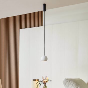 Lucande LED závesné svietidlo Darkorin, biele, okrúhle, sadra, Ø 12 cm