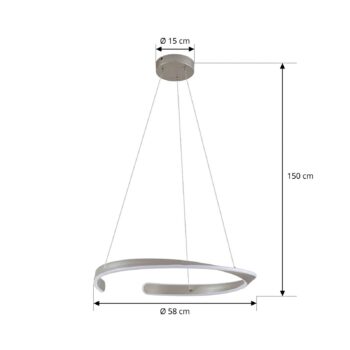 Lucande LED závesné svietidlo Eloura, strieborné, Ø58cm, kov, CCT