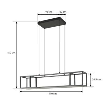 Lucande LED závesné svietidlo Estante, čierne, stmievateľné, CCT