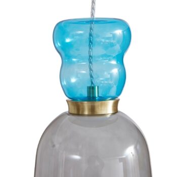 Lucande LED závesné svietidlo Fay, svetlo sivá/svetlo modrá, sklo, Ø 15 cm