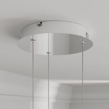 Lucande LED závesné svietidlo Hayley, Ø 25 cm, 3 svetlá, chróm, sklo