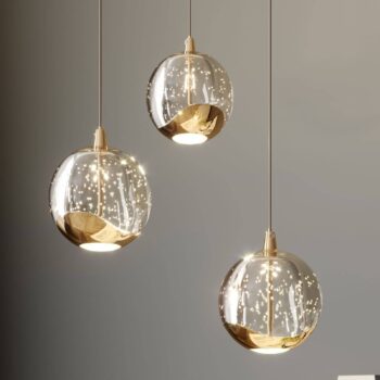 Lucande LED závesné svietidlo Hayley, Ø 25 cm, 3 svetlá, zlatá farba, sklo