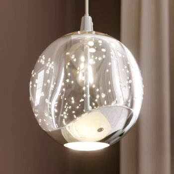Lucande LED závesné svietidlo Hayley, Ø 30 cm, 5 svetiel, chróm, sklo