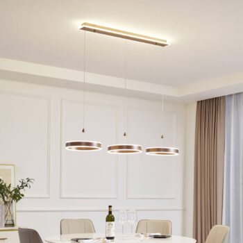 Lucande LED závesné svietidlo Kolo, 114 cm, 3-pl., hnedé, stmievateľné