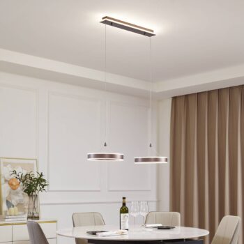 Lucande LED závesné svietidlo Kolo, 86 cm, 2-pl., hnedé, stmievateľné