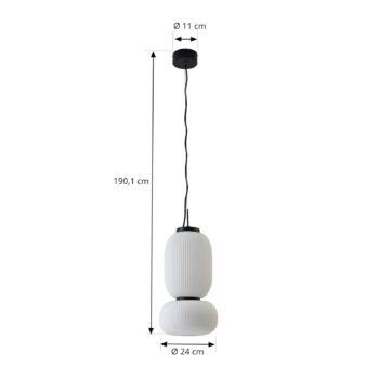 Lucande LED závesné svietidlo Lucya, 2 svetlá, sklo, biela, 43 cm