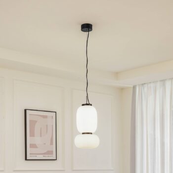 Lucande LED závesné svietidlo Lucya, 2 svetlá, sklo, biela, 43 cm