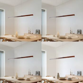 Lucande LED závesné svietidlo Nihalo, orech, 122 cm, stmievateľné, CCT