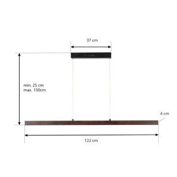 Lucande LED závesné svietidlo Nihalo, orech, 122 cm, stmievateľné, CCT
