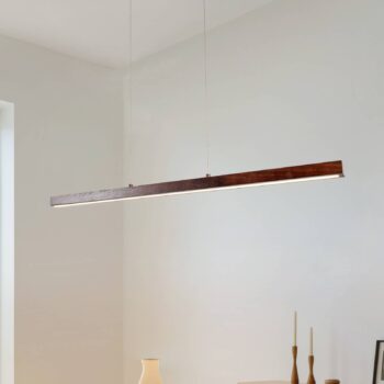 Lucande LED závesné svietidlo Nihalo, orech, 122 cm, stmievateľné, CCT