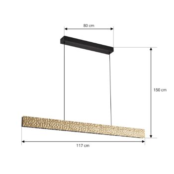 Lucande LED závesné svietidlo Nivara, 117 cm, zlatá, kov