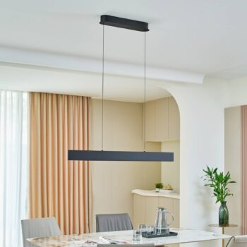 Lucande LED závesné svietidlo Philine, dĺžka 101 cm čierna liatina