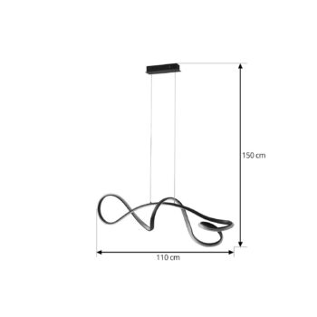 Lucande LED závesné svietidlo Rodado, čierne, 110 cm, hliník