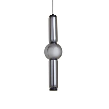 Lucande LED závesné svietidlo Savete, dymová sivá, sklo, Ø 12 cm