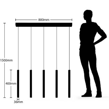 Lucande LED závesné svietidlo Stoika, 88 cm, 5 svetiel, kov