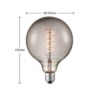 Lucande LED žiarovka E27 G125 4 W dymová 1 800 K stmievateľná