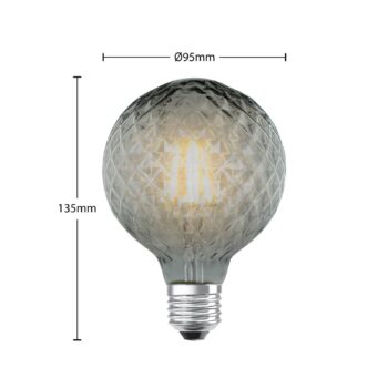 Lucande LED žiarovka E27 G95 4W 1 800K stmievateľná dymová