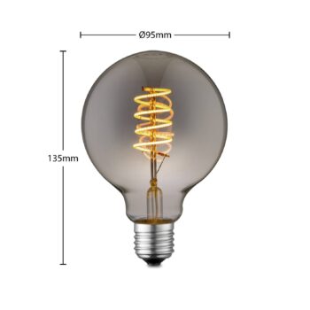 Lucande LED žiarovka E27 G95 4W dymová 1 800K stmievateľné