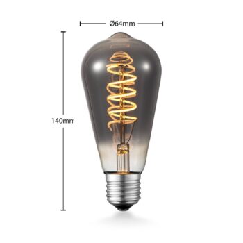 Lucande LED žiarovka E27 ST64 4W 1800K stmievateľná titánová
