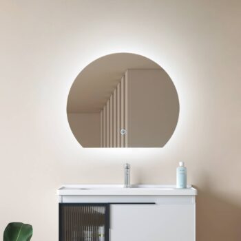 Lucande LED zrkadlo Celestiel, polkruhové, CCT, Ø 50 cm
