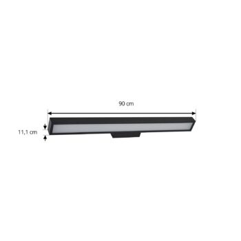 Lucande LED zrkadlové svetlo Zafira, čierne, hliník, 90 cm, IP44