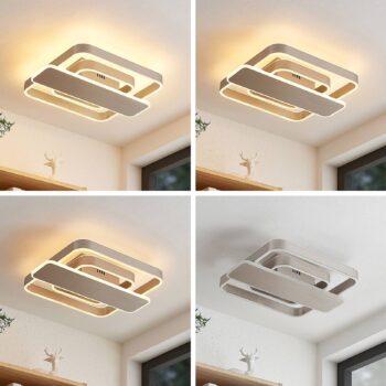 Lucande Linetti LED stropné svietidlo hranatý nikel 40cm