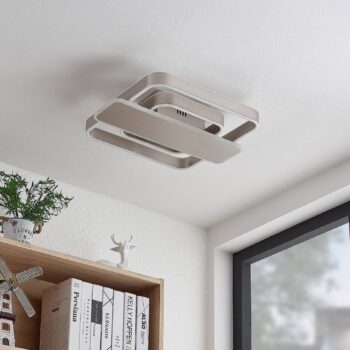 Lucande Linetti LED stropné svietidlo hranatý nikel 40cm