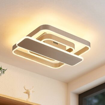 Lucande Linetti LED stropné svietidlo hranatý nikel 40cm