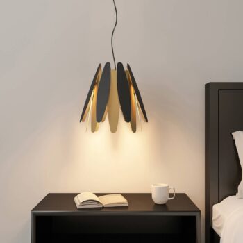 Lucande Lounit, závesná lampa, čierno-zlatá 1-pl.