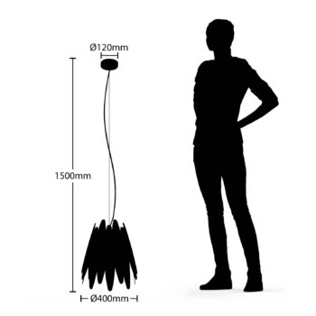 Lucande Lounit, závesná lampa, čierno-zlatá 1-pl.