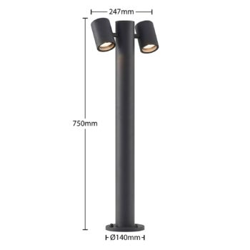 Lucande Maloney stĺpikové svietidlo, dvojsvetelné, 75 cm, antracit