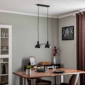 Lucande Mostrid závesná lampa, čierna, 2-plameňová