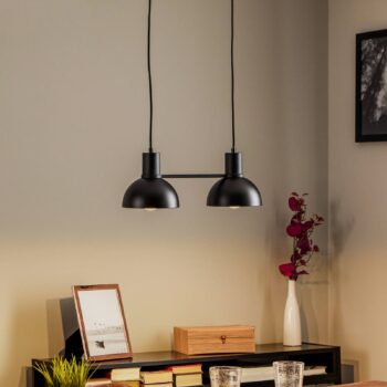 Lucande Mostrid závesná lampa, čierna, 2-plameňová