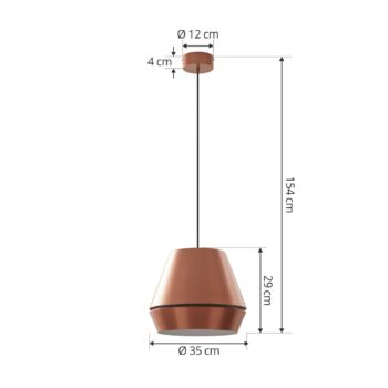 Lucande Mynoria LED závesné svetlo, meď, hliník, Ø 35 cm