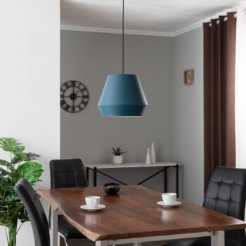 Lucande Mynoria LED závesné svetlo, modrá farba, hliník, Ø 35 cm