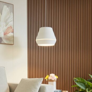 Lucande Mynoria LED závesné svietidlo, biele, hliník, Ø 35 cm