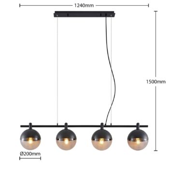 Lucande Neta závesná lampa, 4 svetelné zdroje