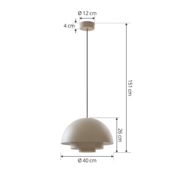 Lucande Nymara LED závesné svietidlo, béžová farba, hliník, Ø 40 cm