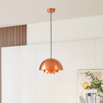 Lucande Nymara LED závesné svietidlo, meď, hliník, Ø 40 cm