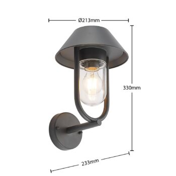 Lucande Olinum vonkajšia nástenná lampa, tmavosivá