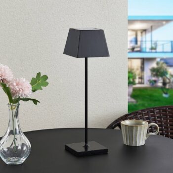 Lucande Patini stolná LED lampa, exteriér, čierna